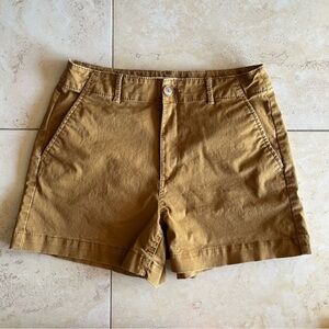 Loft High Waist Cotton Twill Shorts Tan Size 4 Casual Everyday Pockets